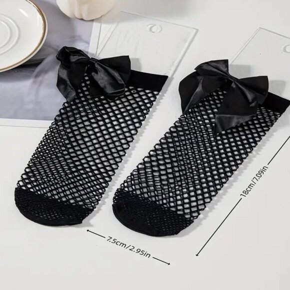Sexy Fishnet Stockings Socks Bow Emo Goth Scene Rave Role Play Costume Cosplay - Picture 3 of 3